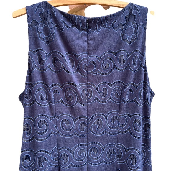 Eliza J Navy Sleeveless Lace Overlay A-Line Dress 14W - Picture 4 of 10